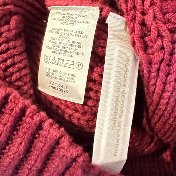 NEW Ann Taylor Loft Burgundy Cable Sweater - Picture 6 of 6